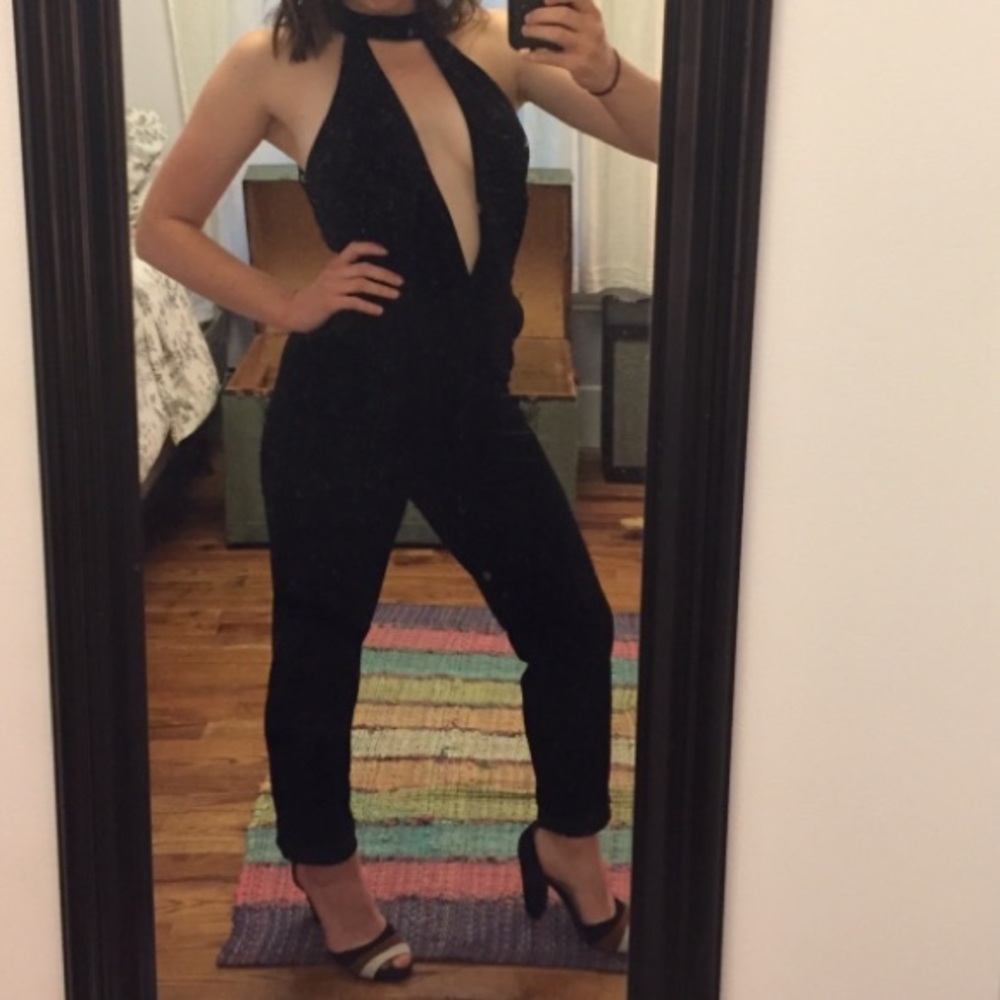 Velvet black jumpsuit